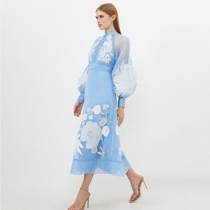 Light Blue Embellished High-Low Gown